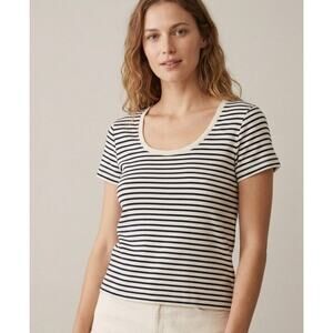 Les Copains Italy Striped Knit Top T-Shirt Blue White Fits US S/M (Tag IT XXL)